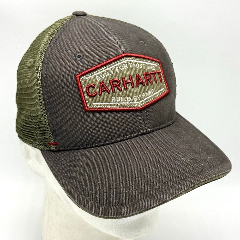 Carhartt Patch Trucker Hat Snapback Mesh Baseball Cap Green Gray Embroidered